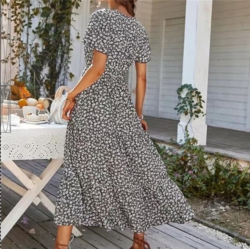 Aerie Long Bohemian Floral Midi Dress Sz  M - Picture 9 of 10